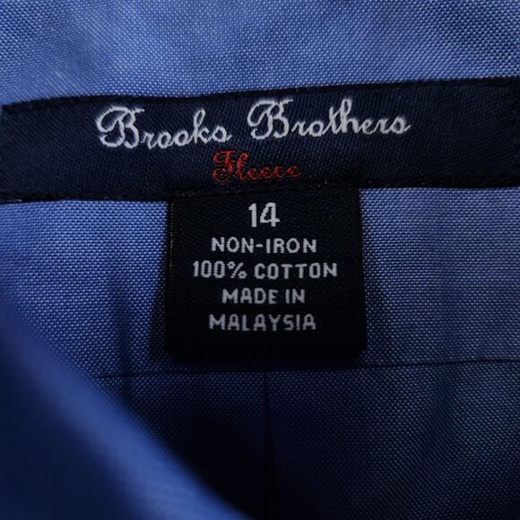 Brooks Brothers Red Fleece Male Teen Size 14 Blue Button Up Shirt Long Sleeve - Picture 5 of 11